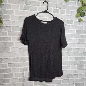 Cloth & Stone Anthropologie Glittery Black Top Size XS Metallic Sparkle